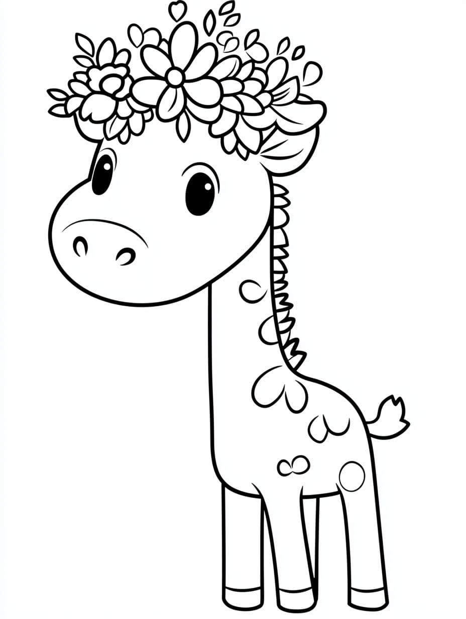 Coloriage Girafe Chibi Beau