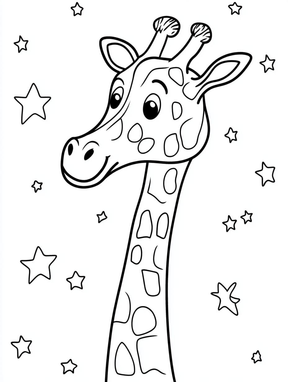 Coloriage Girafe Fleurs Mini