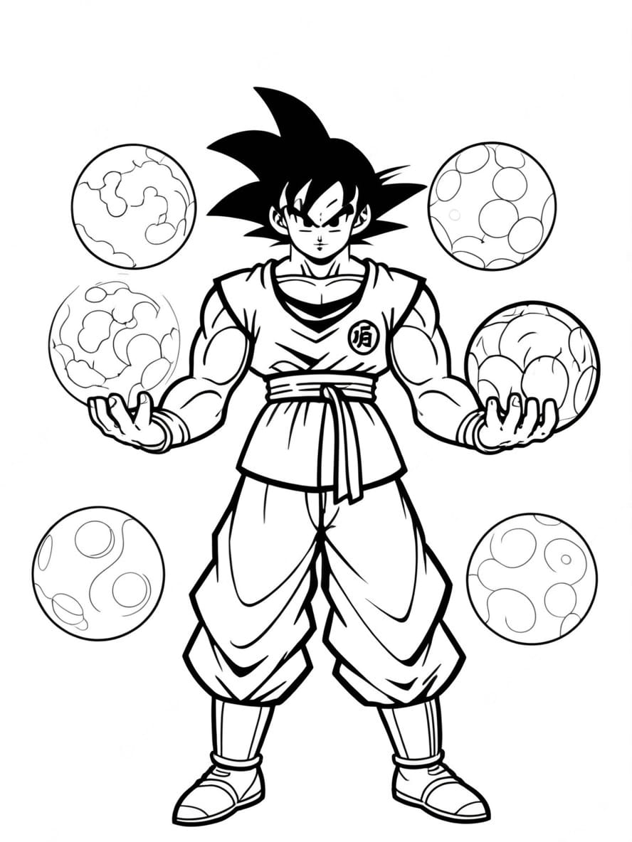 Coloriage Goku Tenant Les Dragonballs