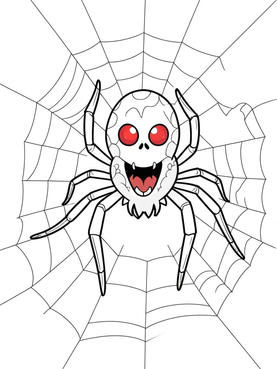 Coloriage Halloween Qui Fait Peur Arachnide Effrayant