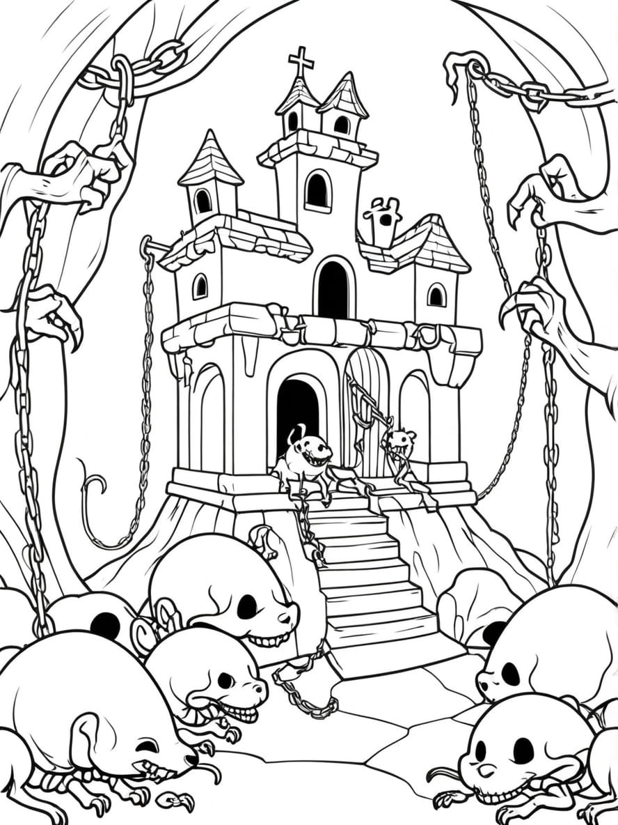 Coloriage Halloween Qui Fait Peur Chateau