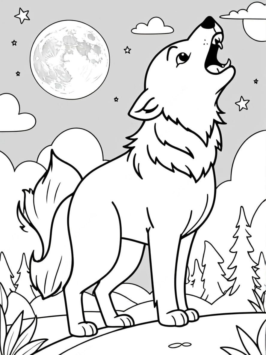 Coloriage Halloween Qui Fait Peur Et Loup