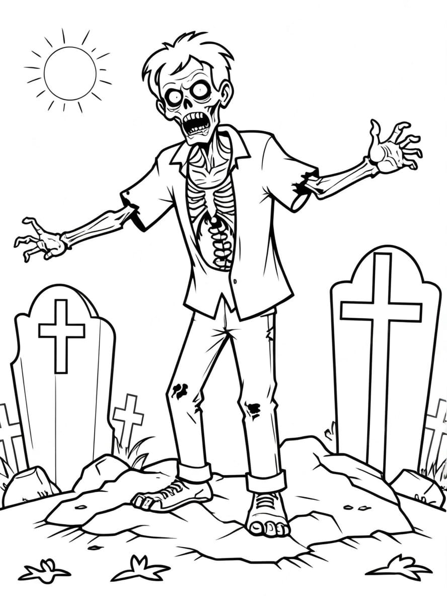 Coloriage Halloween Qui Fait Peur Zombie Gratuit