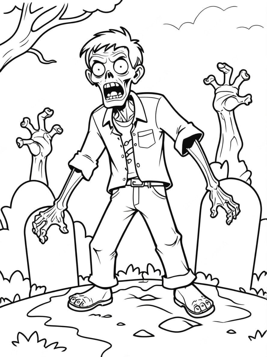 Coloriage Halloween Qui Fait Peur Zombie