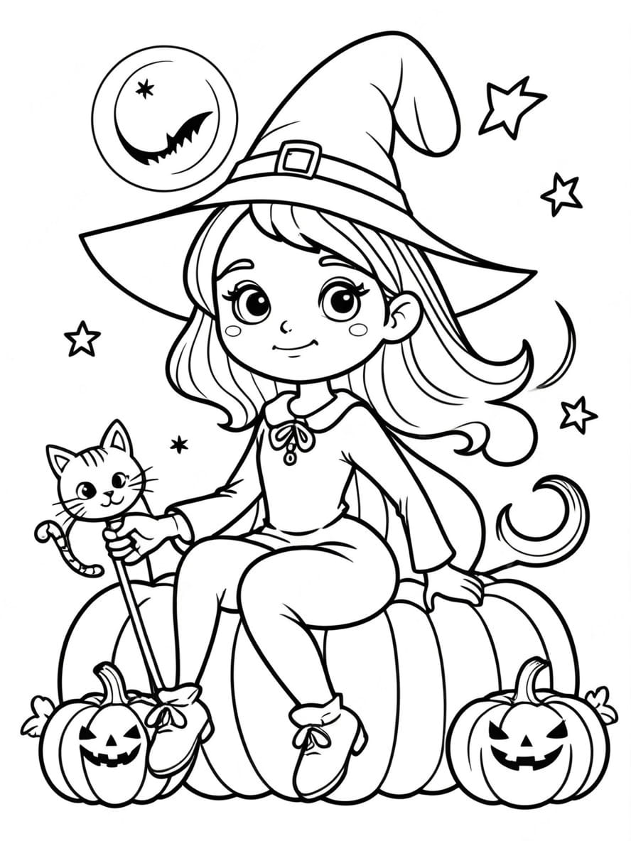 Coloriage Halloween Sorciere Gratuit A Imprimer