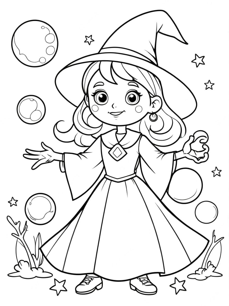 Coloriage Halloween Sorciere Gratuit