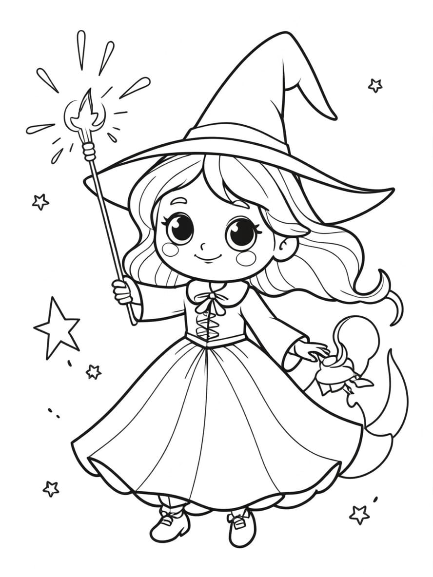 Coloriage Halloween Sorciere Magique