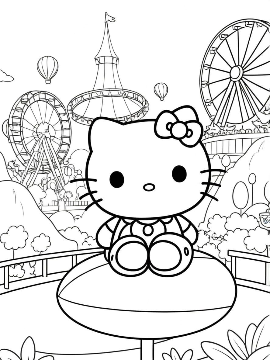 Coloriage Hello Kitty Au Parc D Attractions