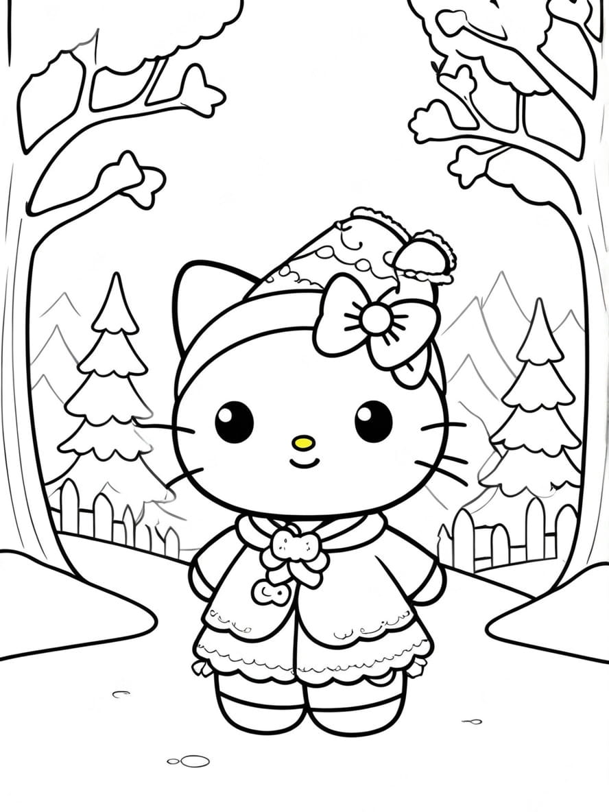 Coloriage Hello Kitty Au Pays Des Merveilles D Hiver