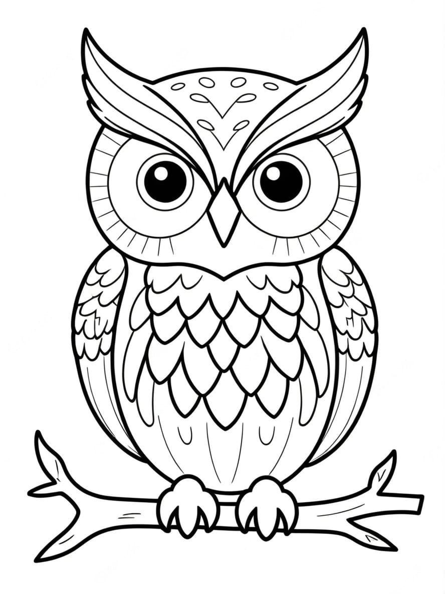 Coloriage Hibou Debout Sur L Arbre