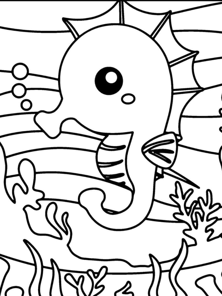 Coloriage Hippocampe A Grosse Tete