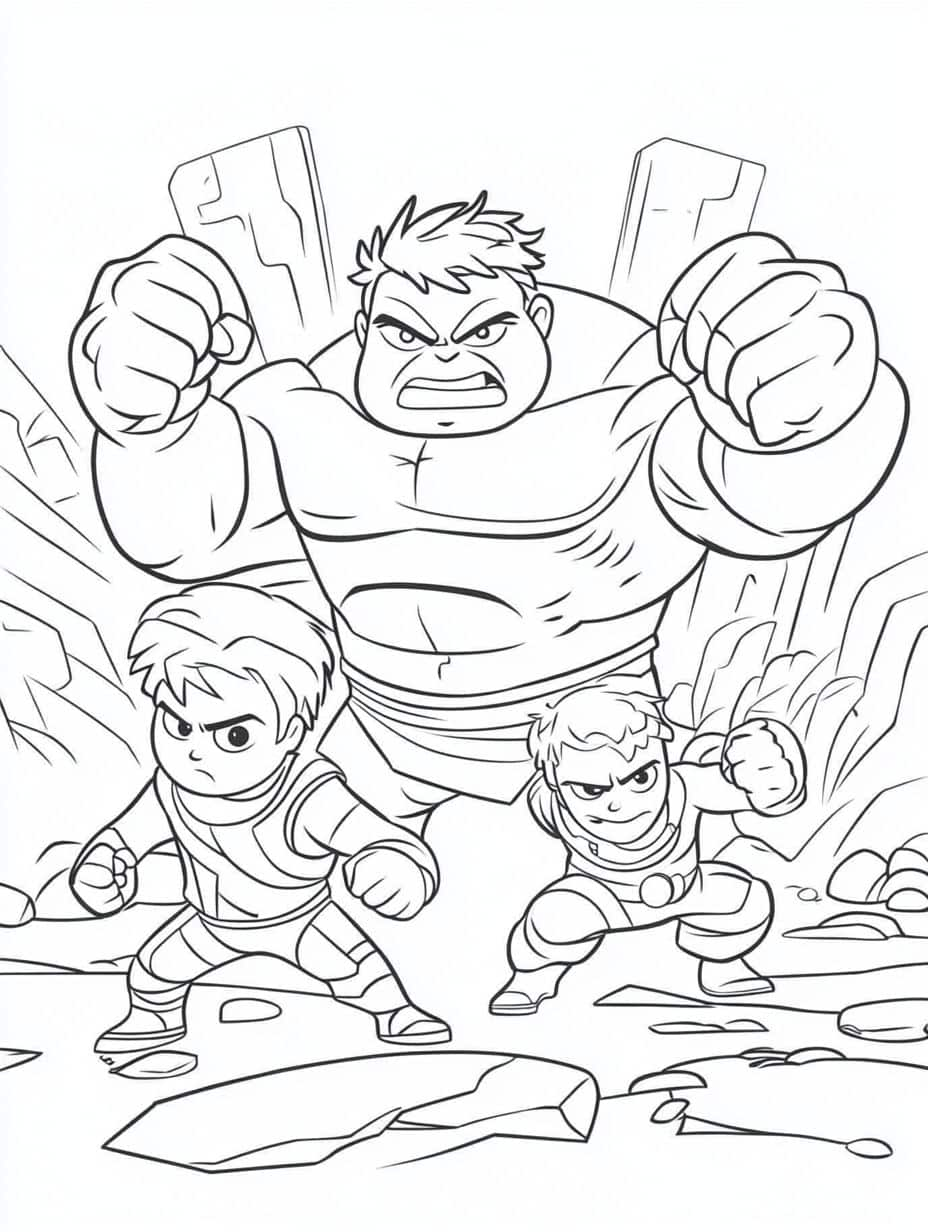 Coloriage Hulk Avec Amis