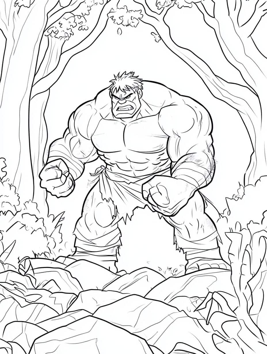 Coloriage Hulk Dans La Foret