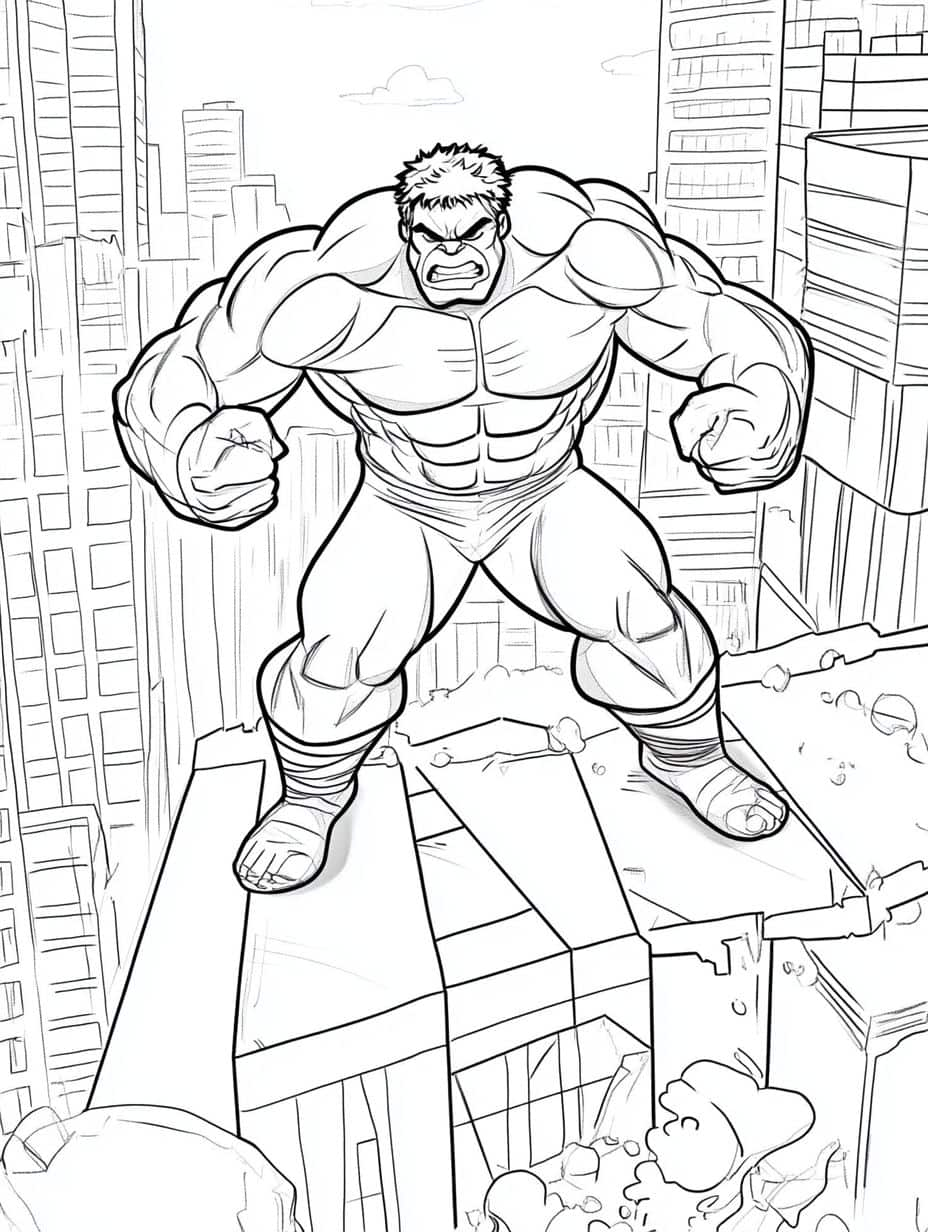 Coloriage Hulk Dans Les Air