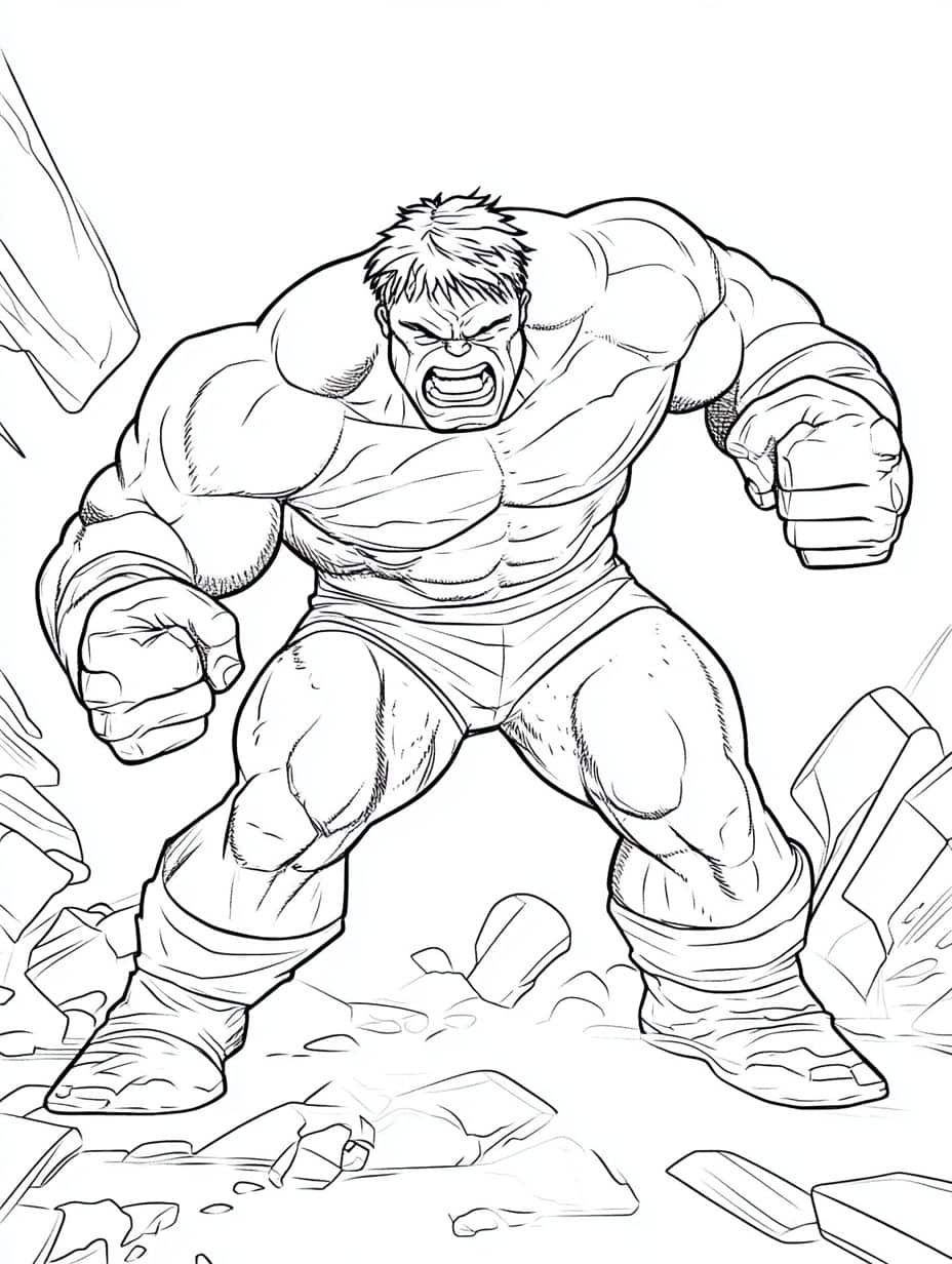 Coloriage Hulk En Train De Combattre