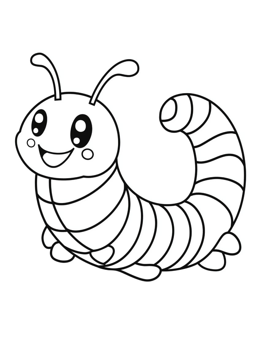 Coloriage Insecte Chenille Simple