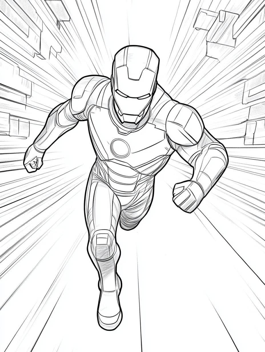 Coloriage Iron Man En Train De Courir