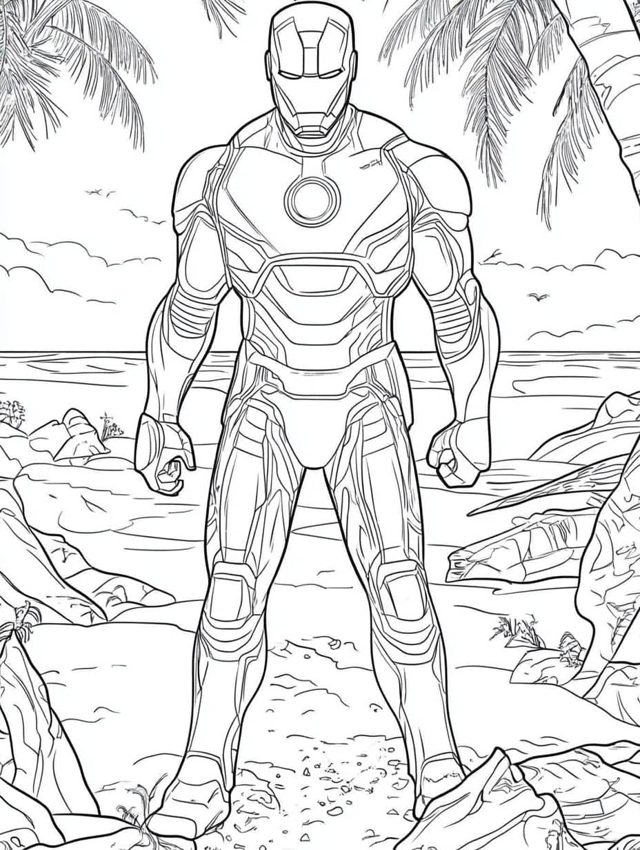 Coloriage Iron Man Sur La Plage