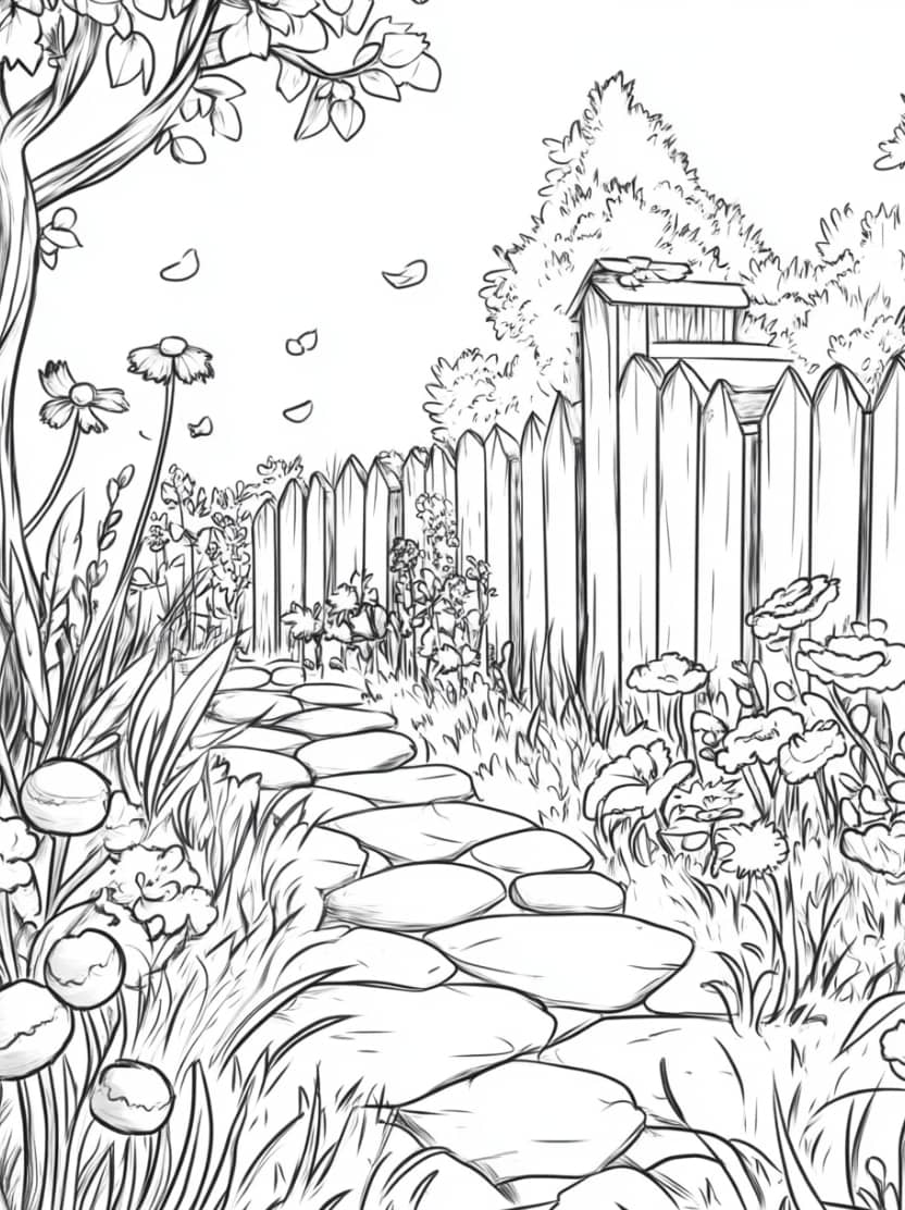 Coloriage Jardin Artistique Gratuit Enfant