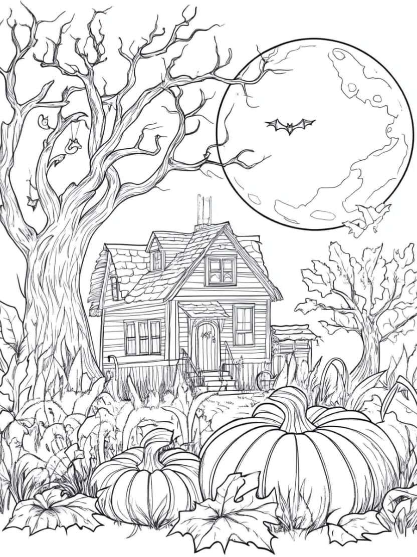 Coloriage Jardin Et Lune