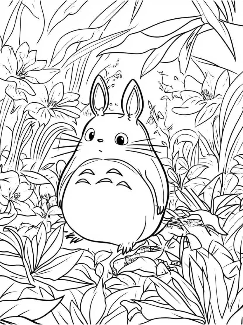 Coloriage Jardin Totoro