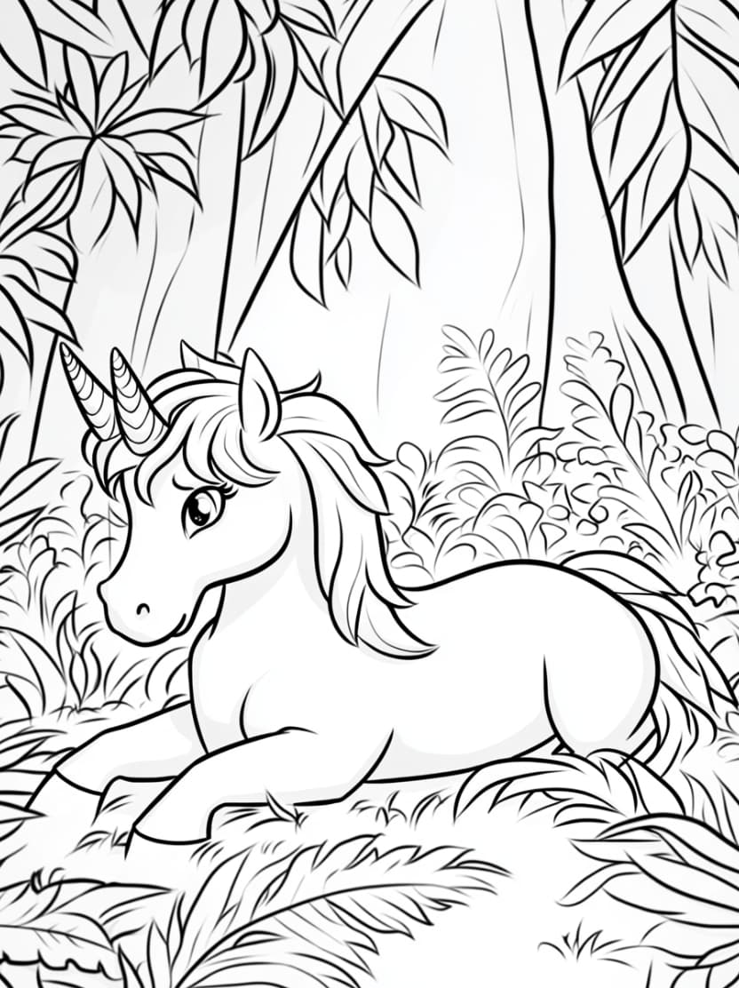 Coloriage Jungle Avec Licorne