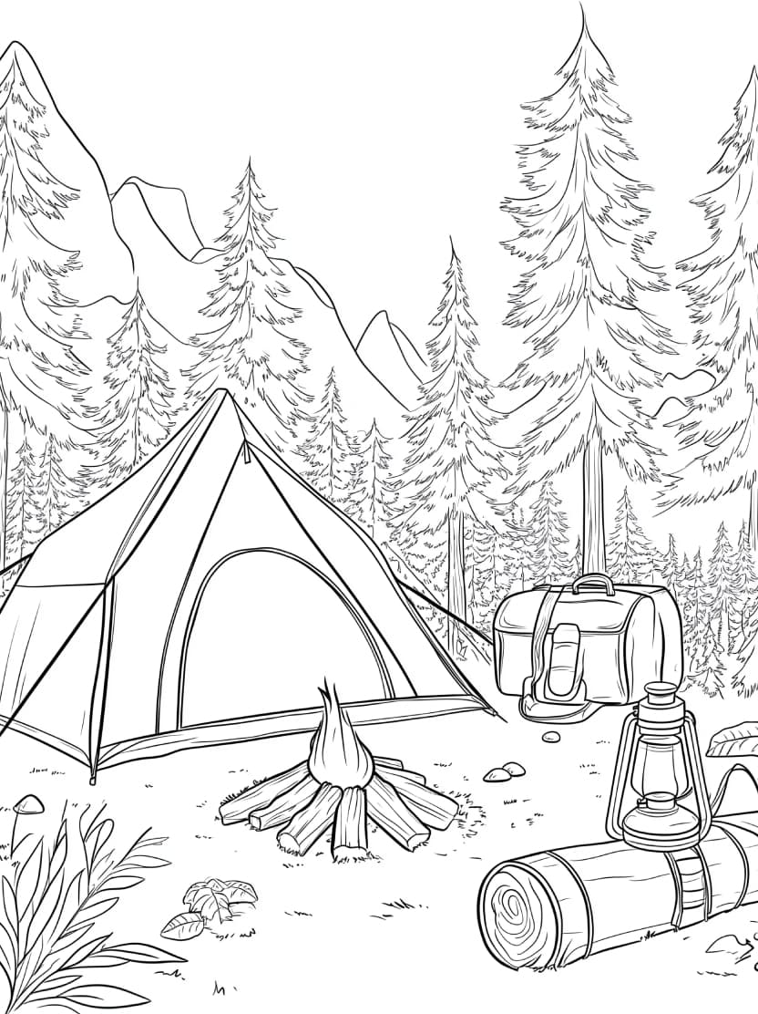 Coloriage Jungle Camping