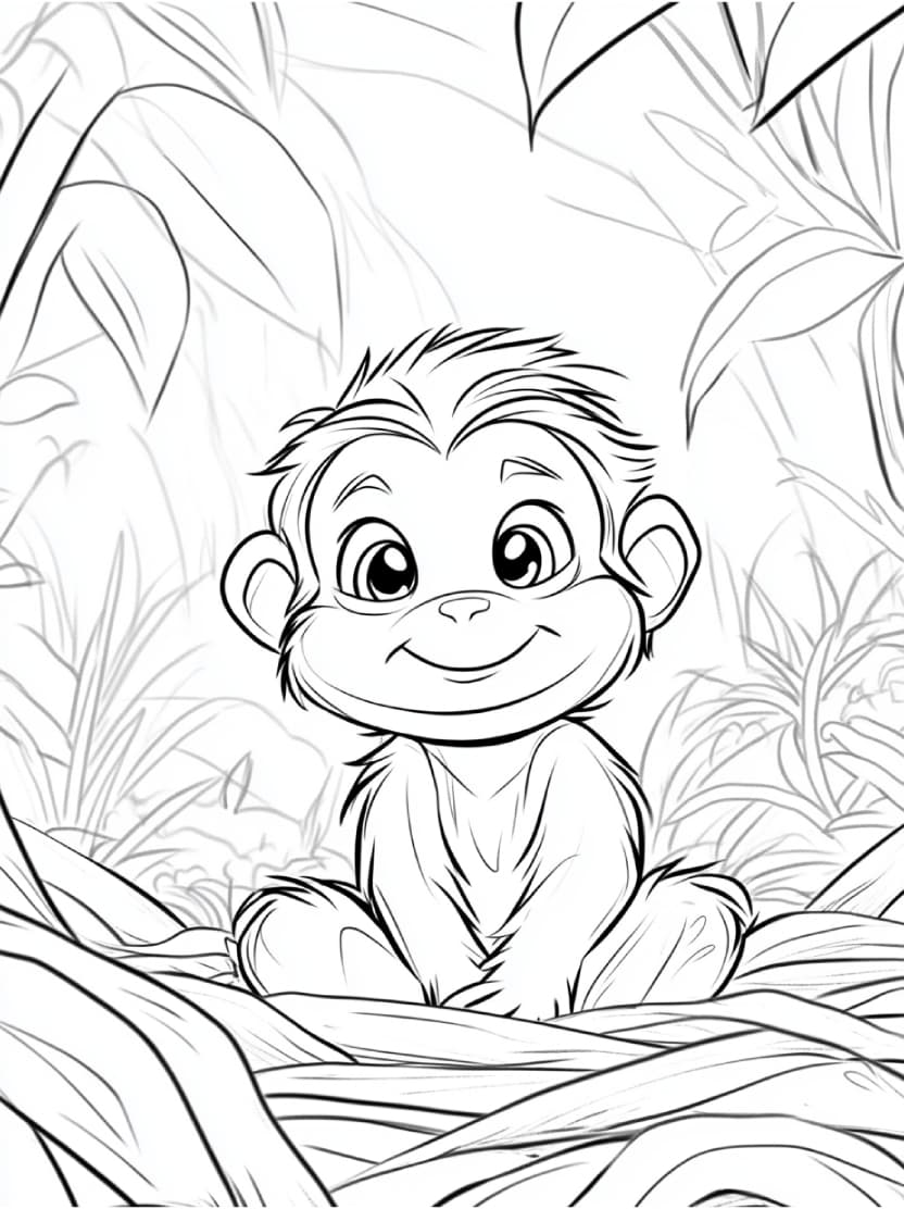 Coloriage Jungle Et Singe