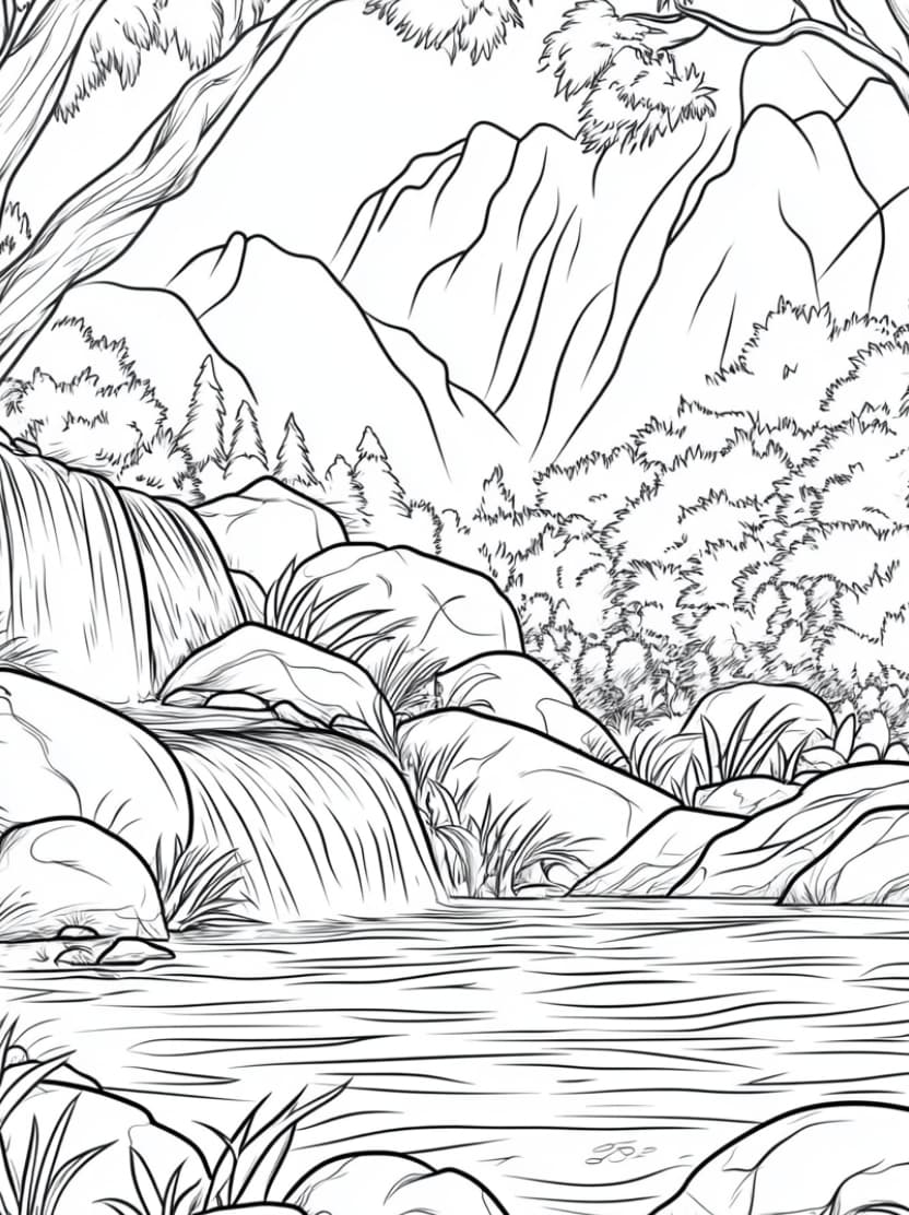 Coloriage Jungle Paysage