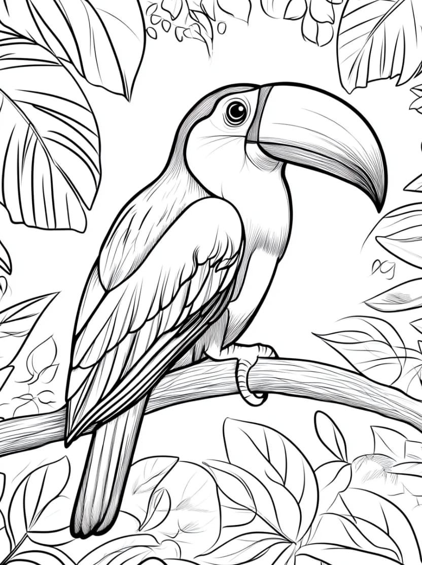 Coloriage Jungle Perroquet