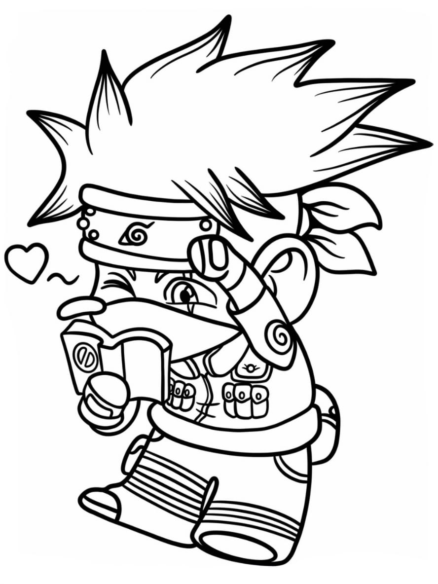 Coloriage Kakashi Lisant Le Livre Icha Icha Pour Les Enfants D Age Prescolaire