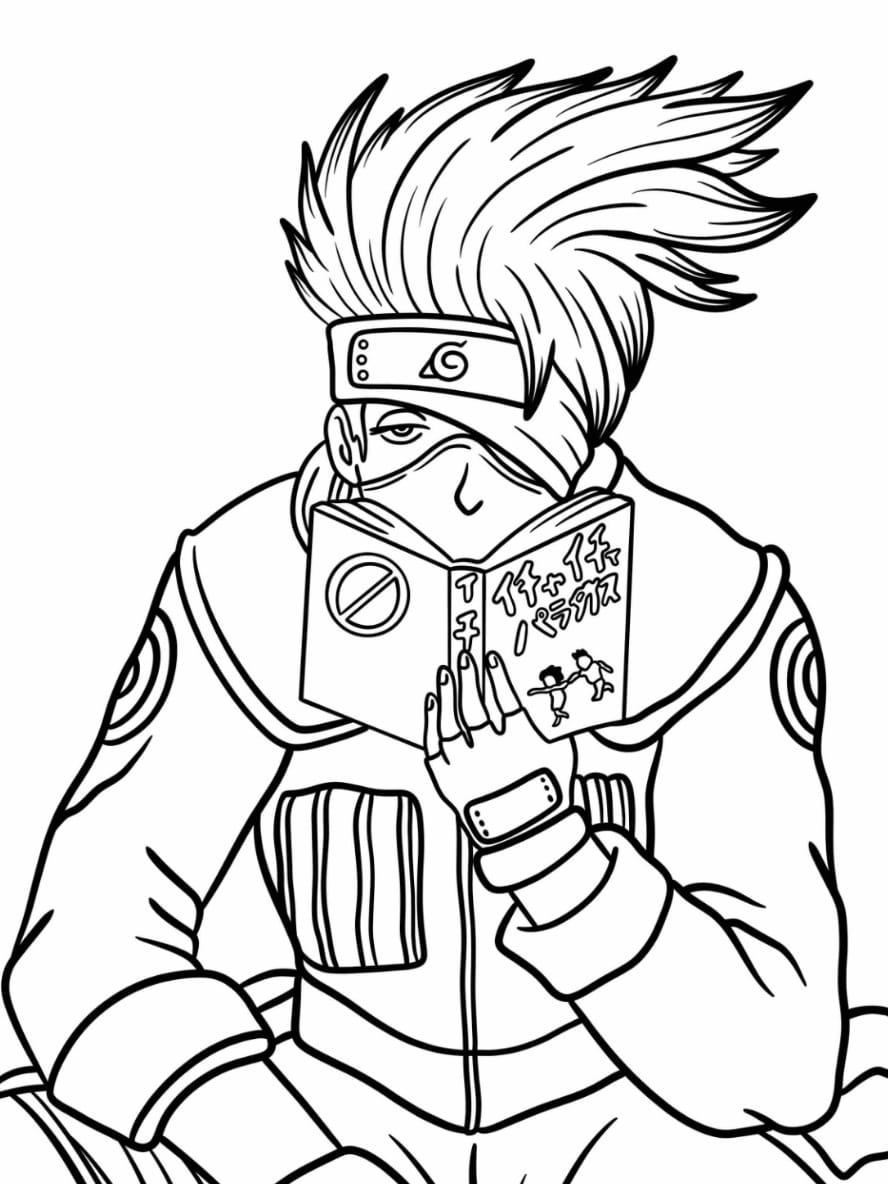 Coloriage Kakashi S Ennuie En Lisant Le Livre Icha Icha