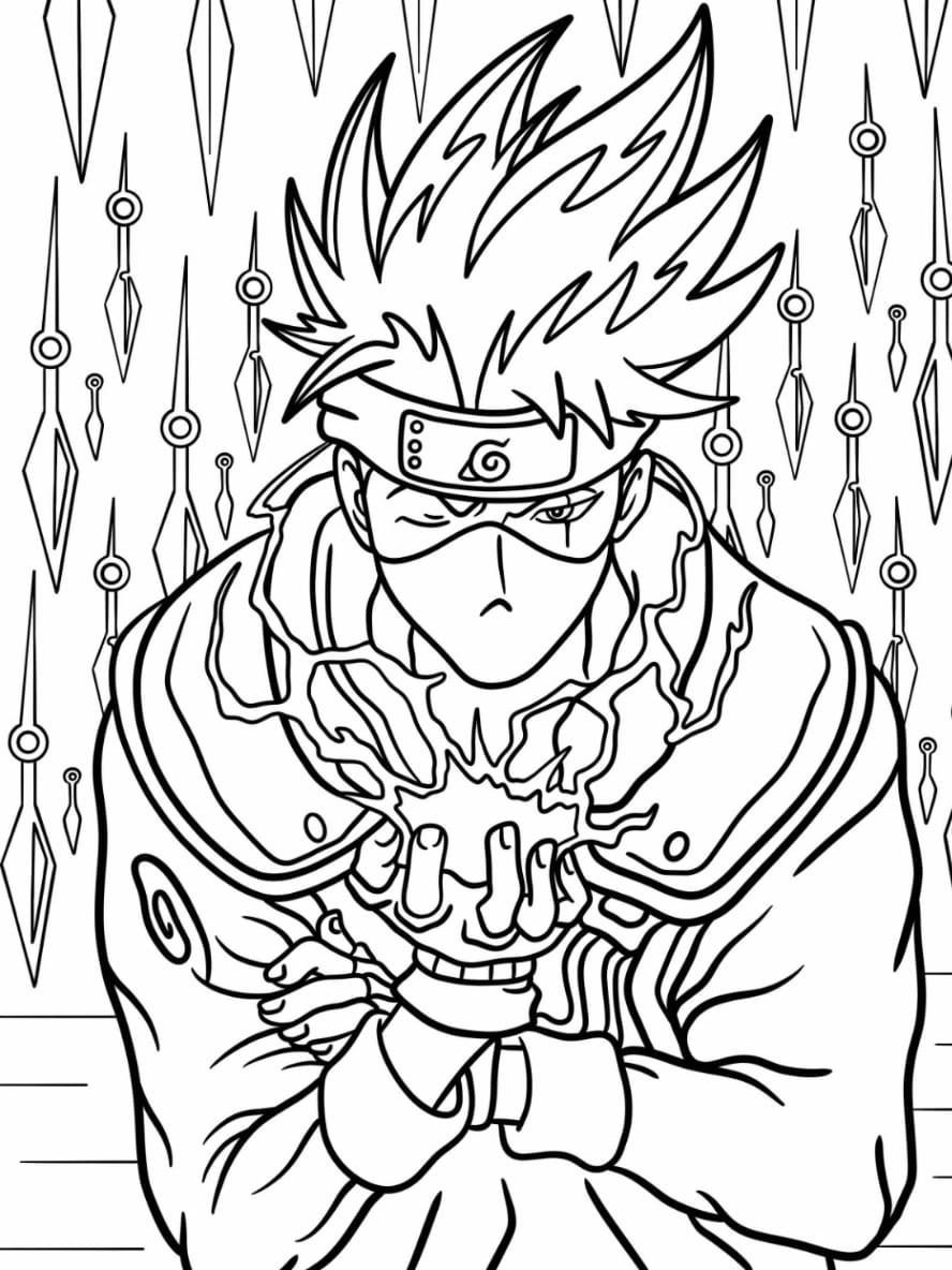 Coloriage Kakashi Utilisant Chidori Au Combat