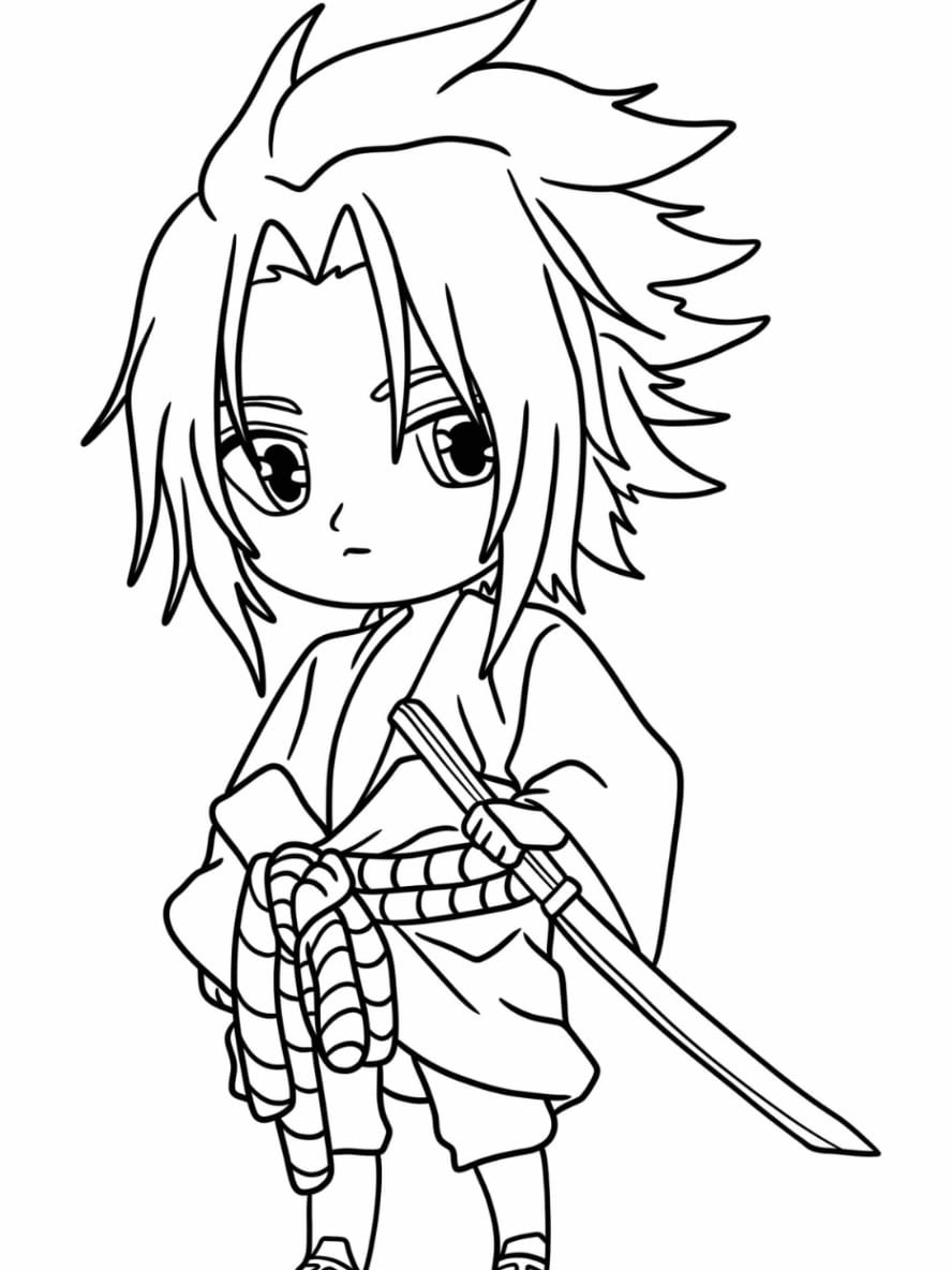 Coloriage Kawaii De Sasuke Uchiha Pour Les Enfants D Age Prescolaire