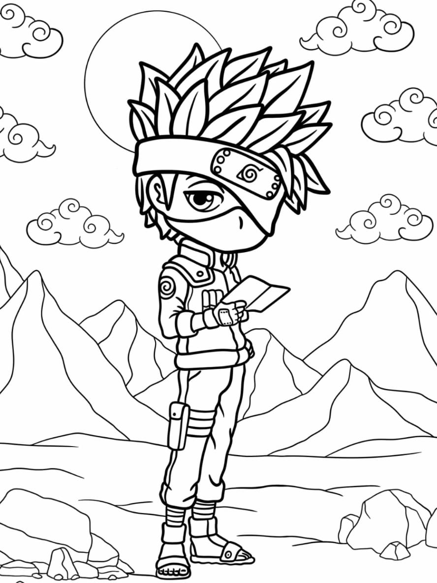 Coloriage Kawaii Kakashi Tenant Un Icha Icha