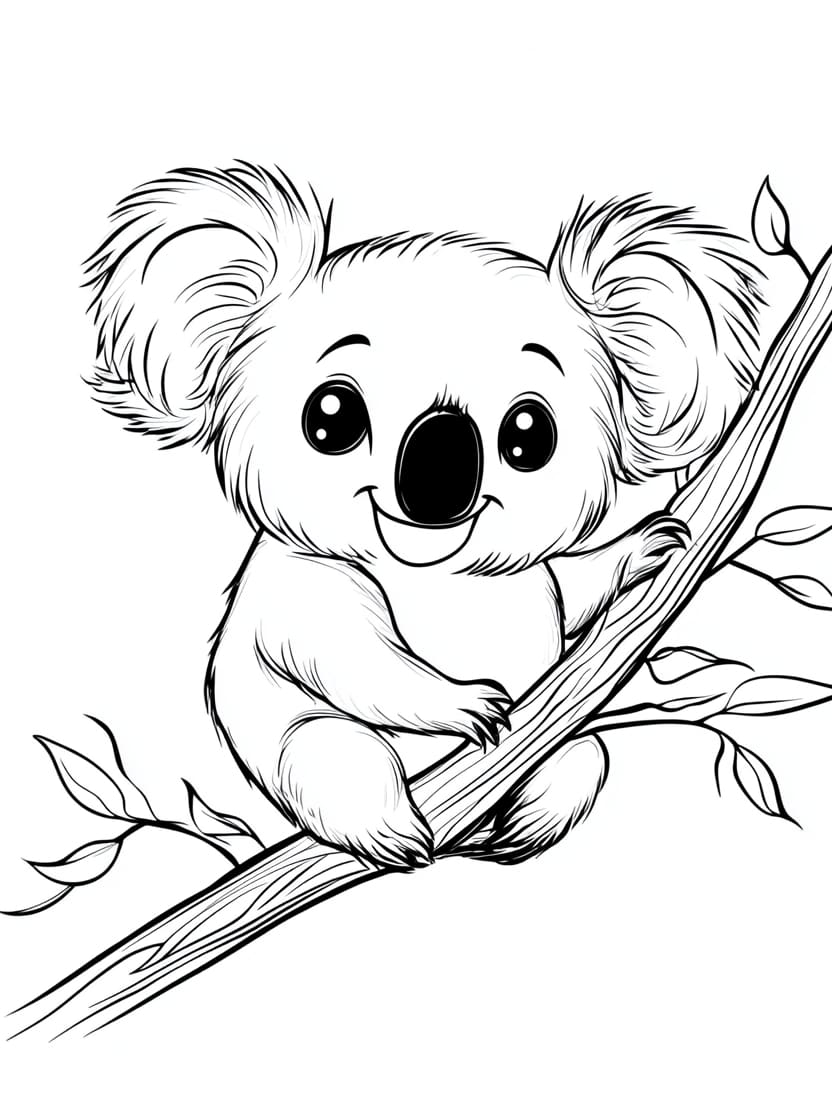 Coloriage Koala Branche Gratuit