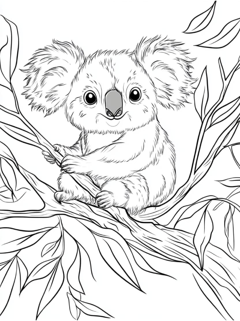 Coloriage Koala Dans La Foret