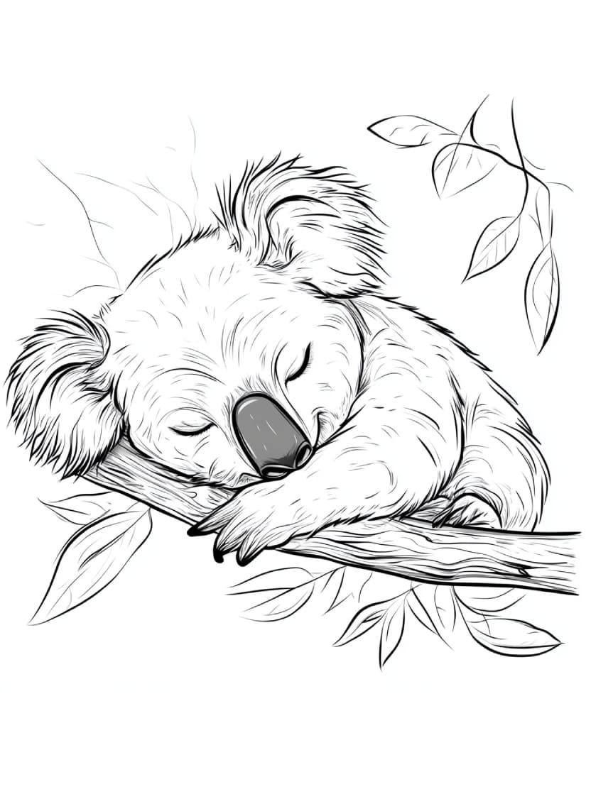 Coloriage Koala En Train De Dormir