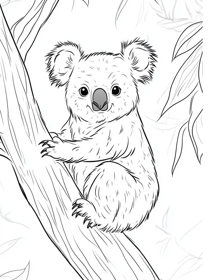 Coloriage Koala Grimpant Gratuit Pour Enfant