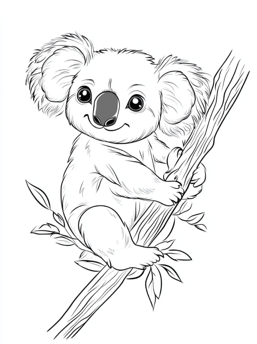 Coloriage Koala Grimpant Gratuit