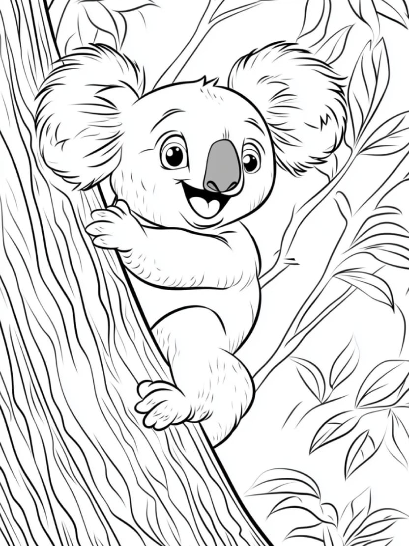 Coloriage Koala Grimpant