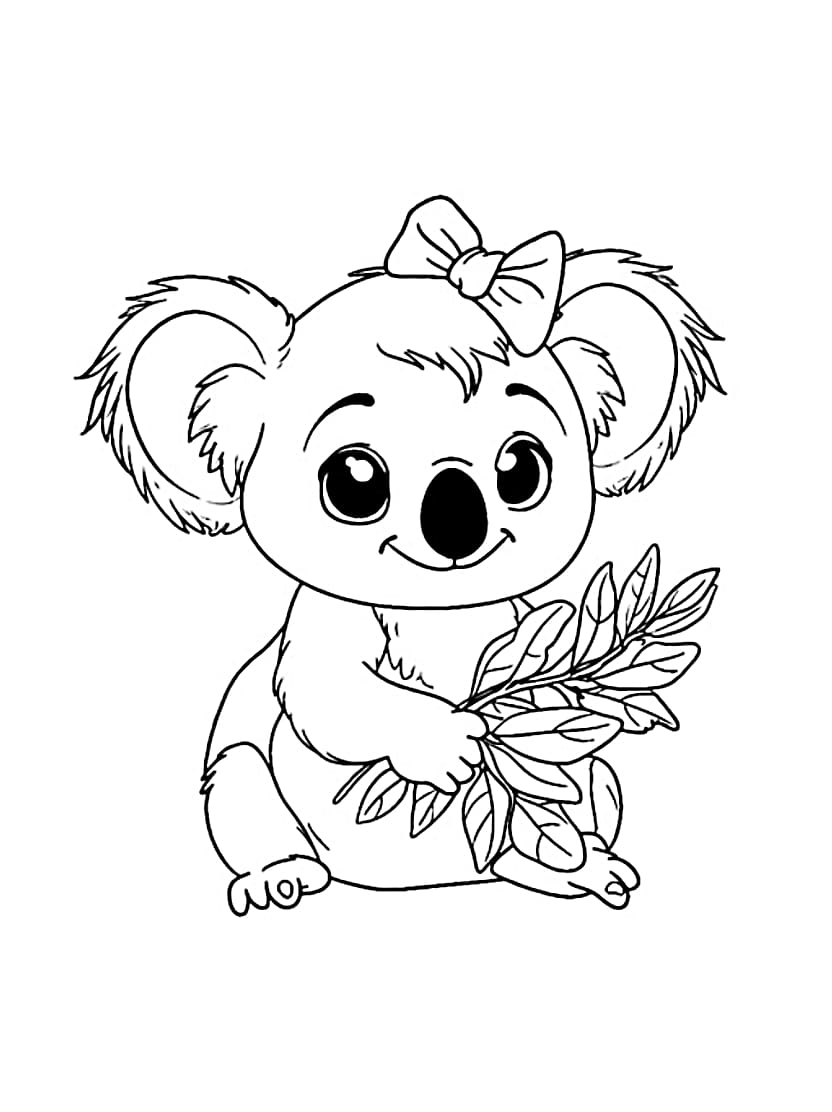 Coloriage Koala Simple Et Gratuit