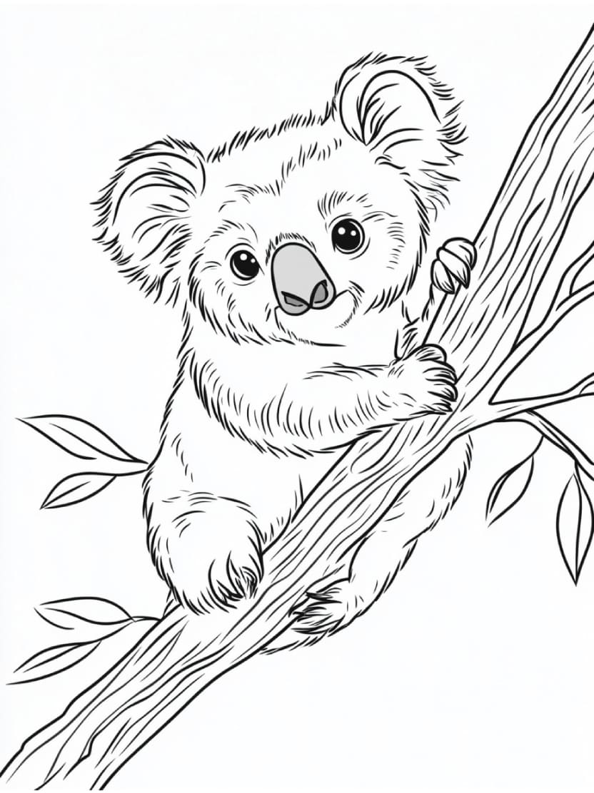 Coloriage Koala Simple Pour Enfant