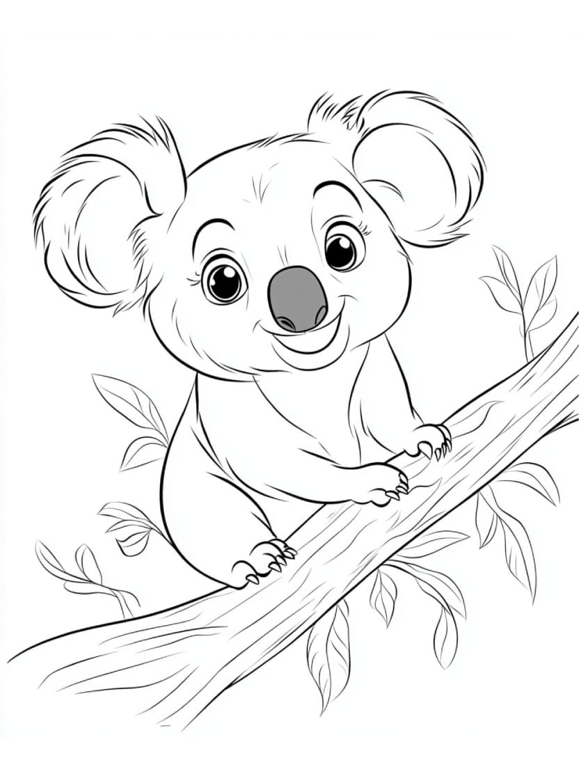 Coloriage Koala Sur Branche