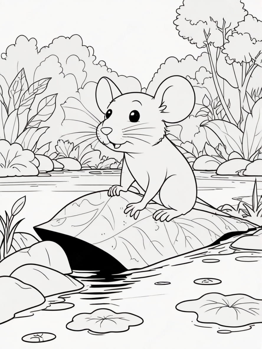 Coloriage La Souris Dans Le Lac