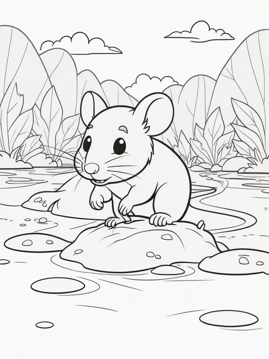 Coloriage La Souris Qui Rampe Dans Le Lac