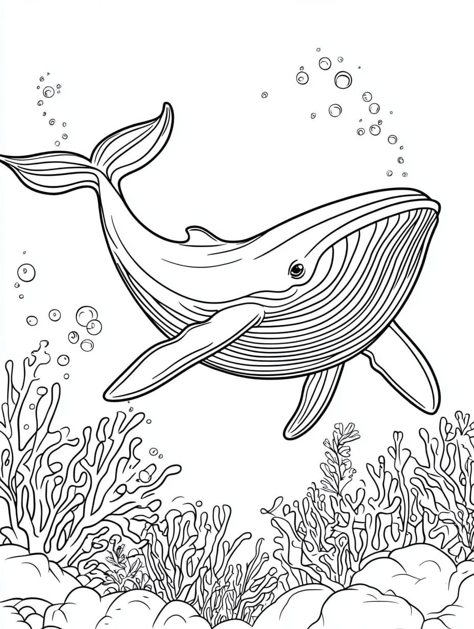 Coloriage La Vie D Un Bebe Baleine Dans Les Profondeurs De La Mer