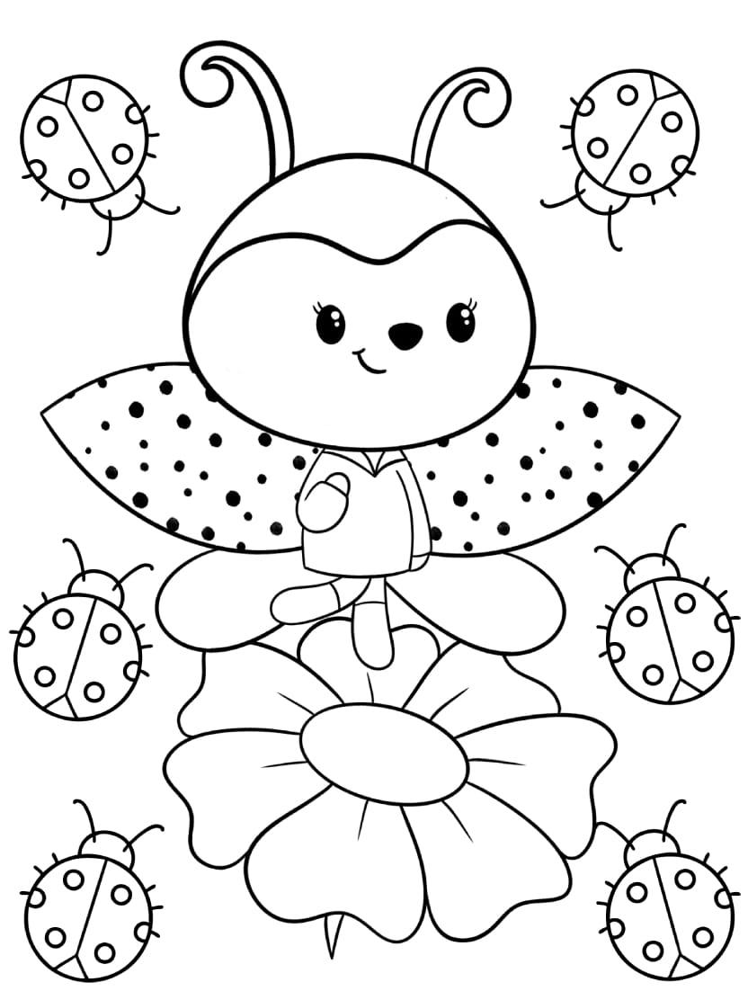 Coloriage Ladybug Et Fleur