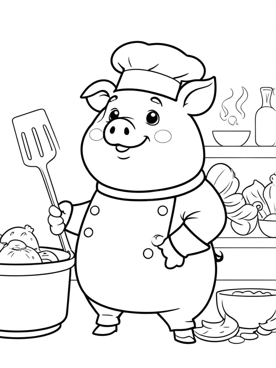 Coloriage Le Cochon Cuisine