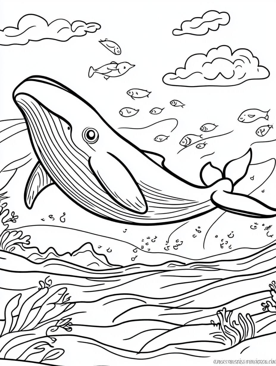 Coloriage Le Voyage Des Baleine A Travers L Ocean